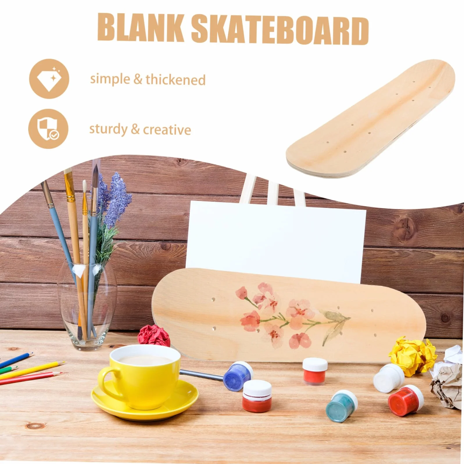 Planche de Skate Vierge 43 Pouces 7 Couches d'Érable Double Face pour Enfant DIY