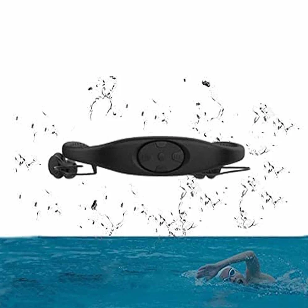 Lecteur MP3 étanche 8 Go Radio FM Bluetooth écouteurs Natation Course Noir