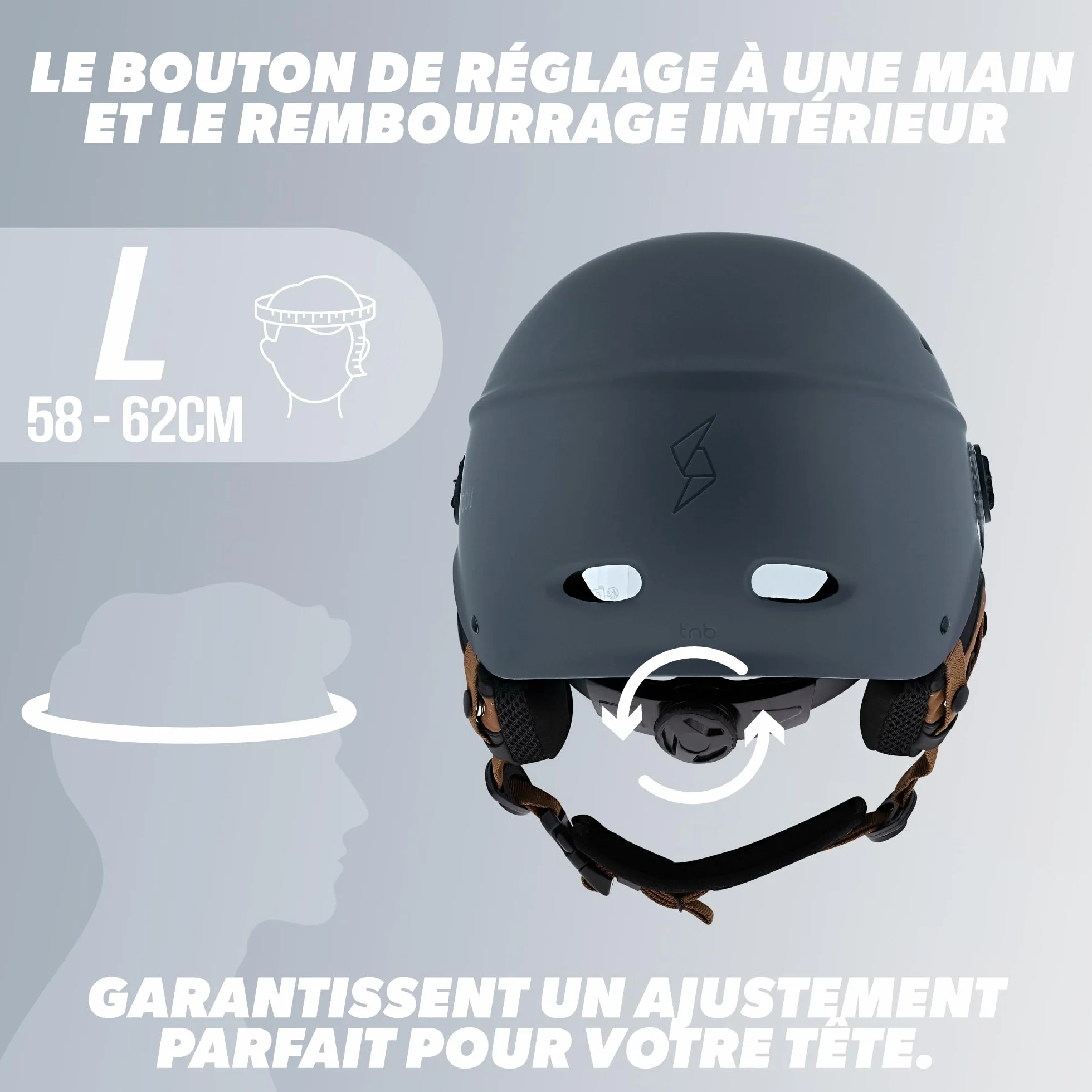 Casque de Protection Vélo Trottinette Electrique T'nB Visière Transparente Réglage Molette Caches-Oreilles Détachables