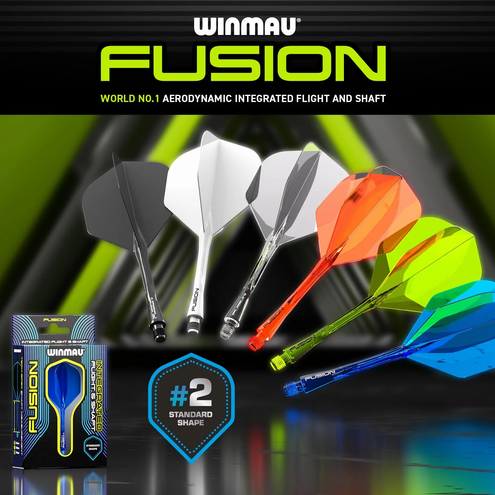 WINMAU Darts Fusion Système intégré de vol et d'arbre No.2 Forme et Design