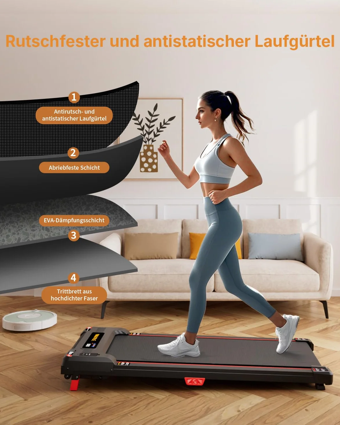 Anylife Tapis de Course Inclinable, Walking Pad Silencieux, Charge 150Kg