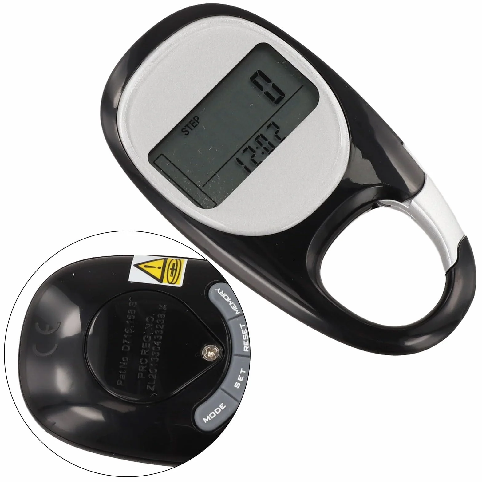 Compteur de pas numérique compact avec capteur 3D, écran LCD transparent, podomètre noir