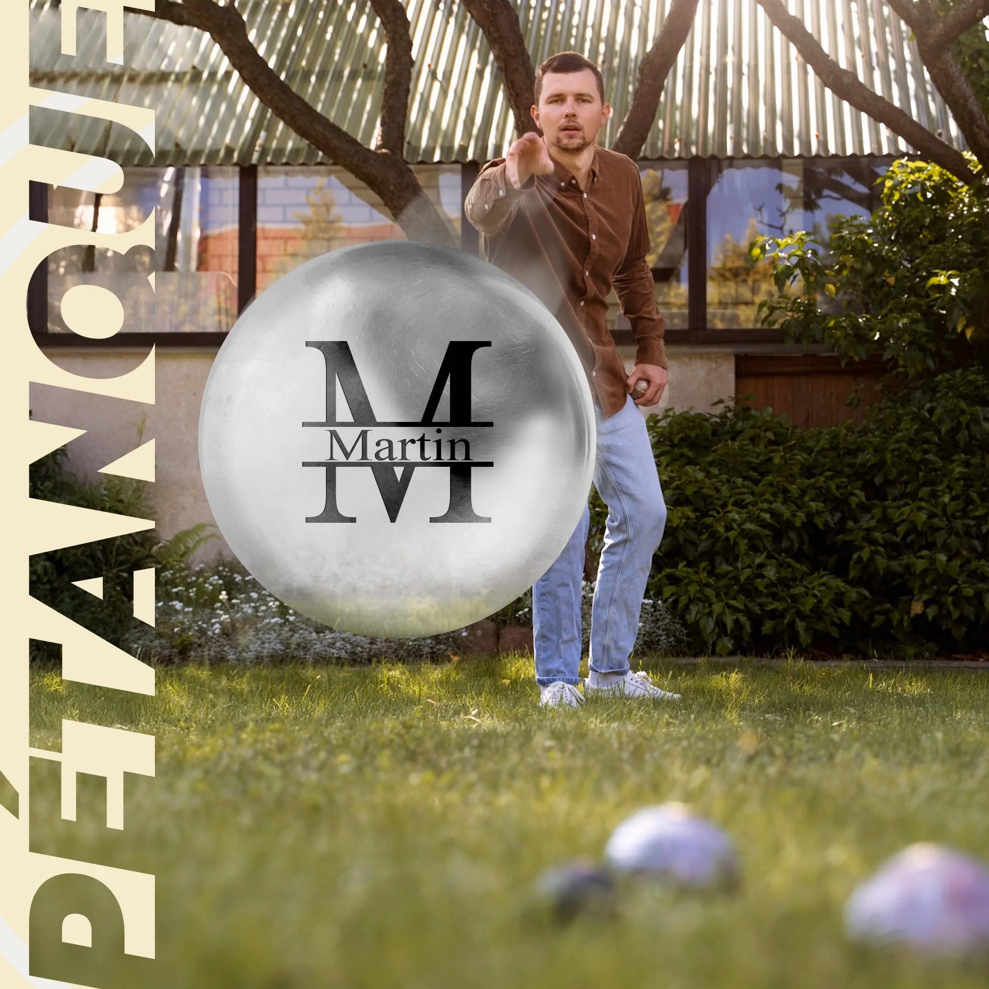Boule de pétanque personnalisée Triplette 550g gravée - Lot de 3 boules et 1 cochonnet