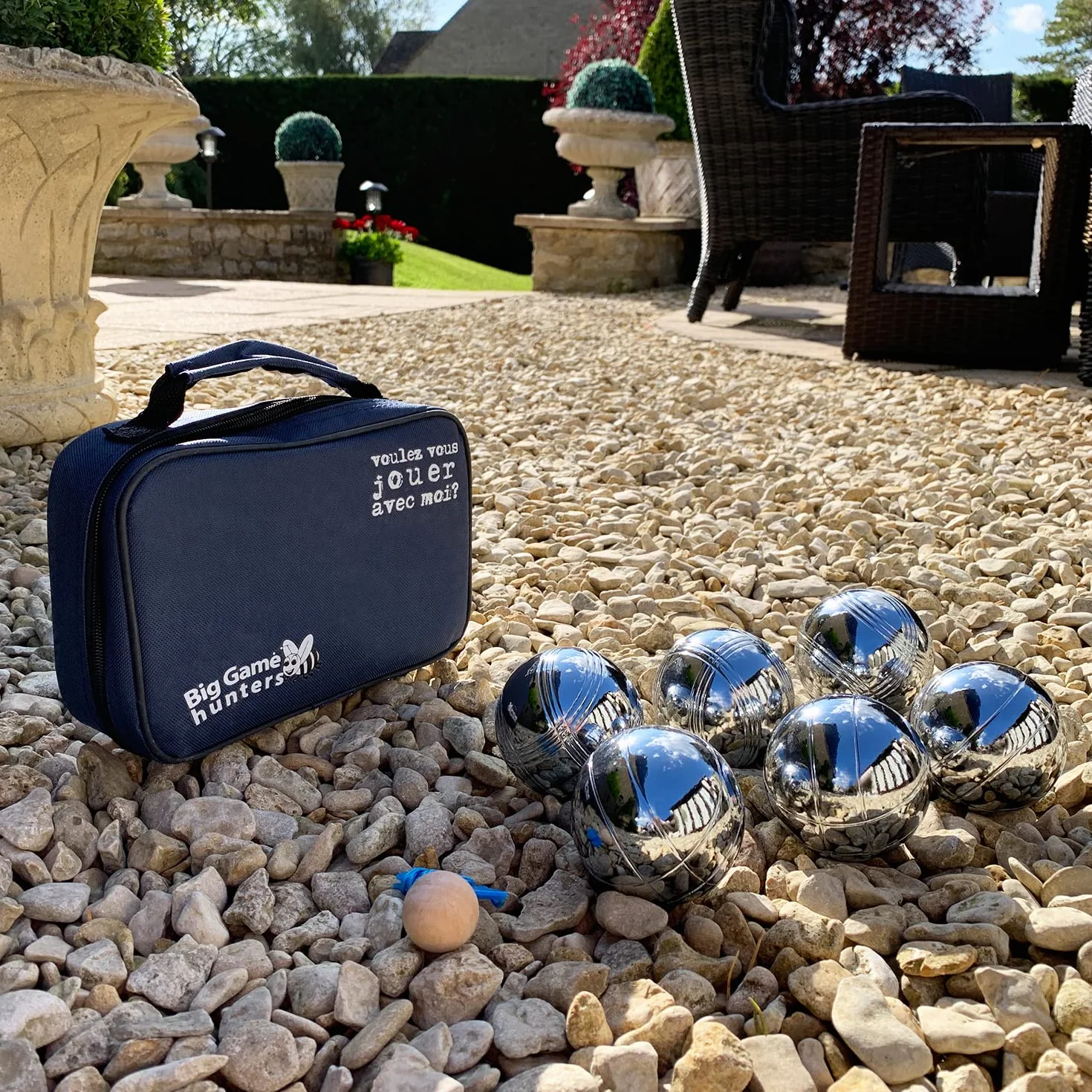 Big Game Hunters Jeu de 6 Boules de Pétanque Antirouille avec Sac en Toile