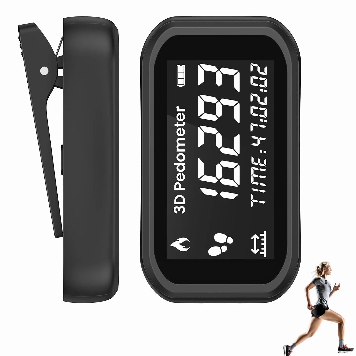 ORIA Podomètre 3D Compteur de Pas Précision étanche Rechargeable Compteur Calories Marche Course Sport Natation