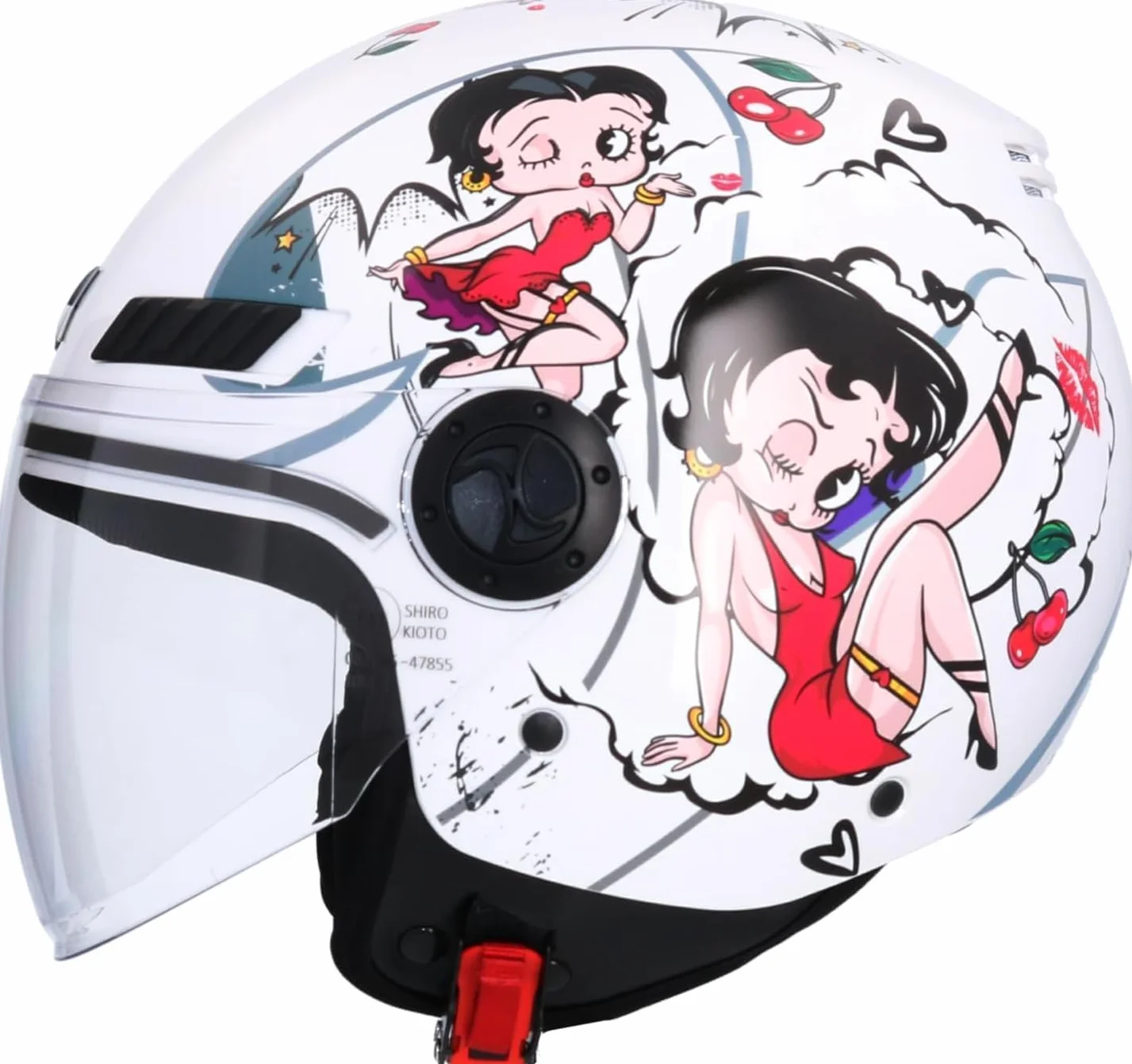 Casque Moto Shiro BYUP ECE La Betty Blanc Taille S (55/56) pour Homme Femme
