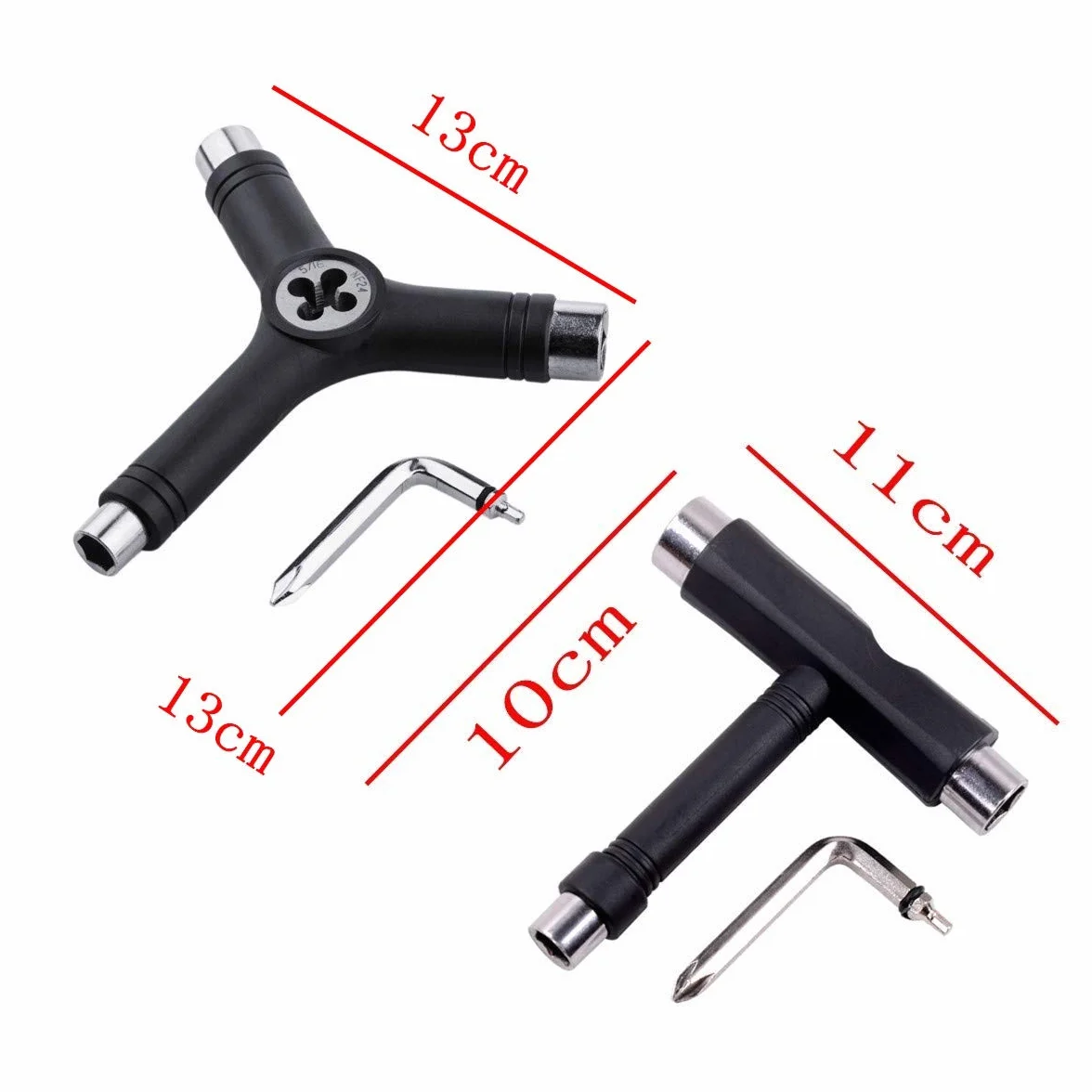 Lot de 2 Outils de Skate T Multifonctionnel Portable avec Clé Allen pour Planche à Roulette Longboard Patin à roulettes Penny Scooter