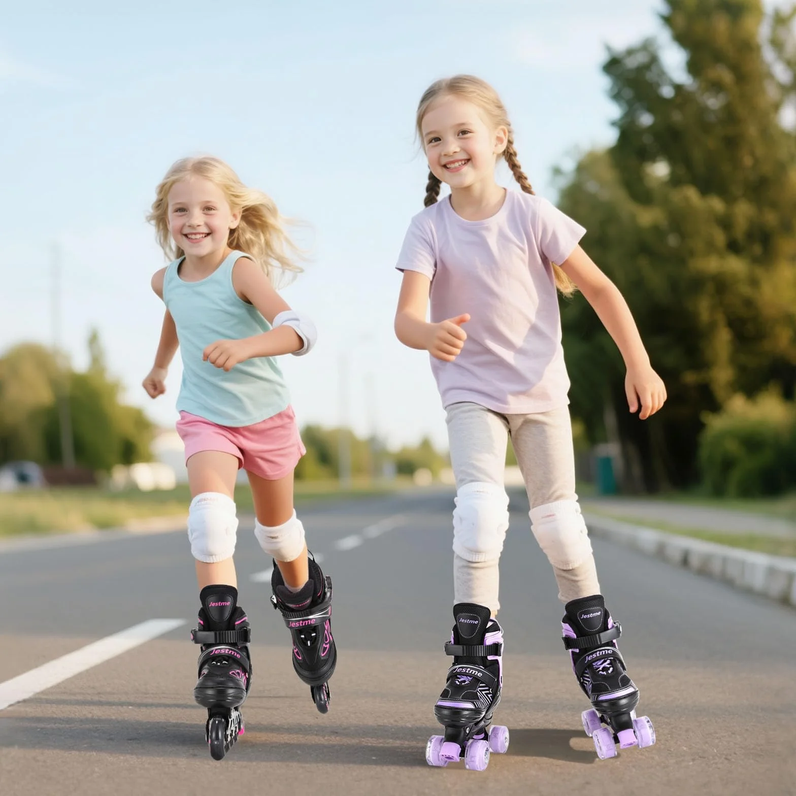 Patins à roulettes réglables Enfant Fille 3-9 Ans avec lumières pour débutants
