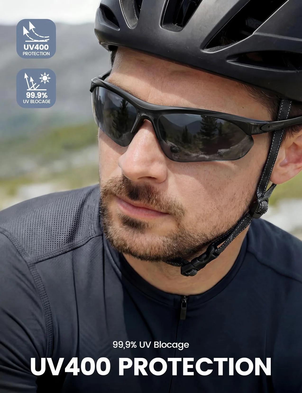Lamicall Lunettes de Soleil Polarisées Cyclisme UV400 TR90 Protection Sport