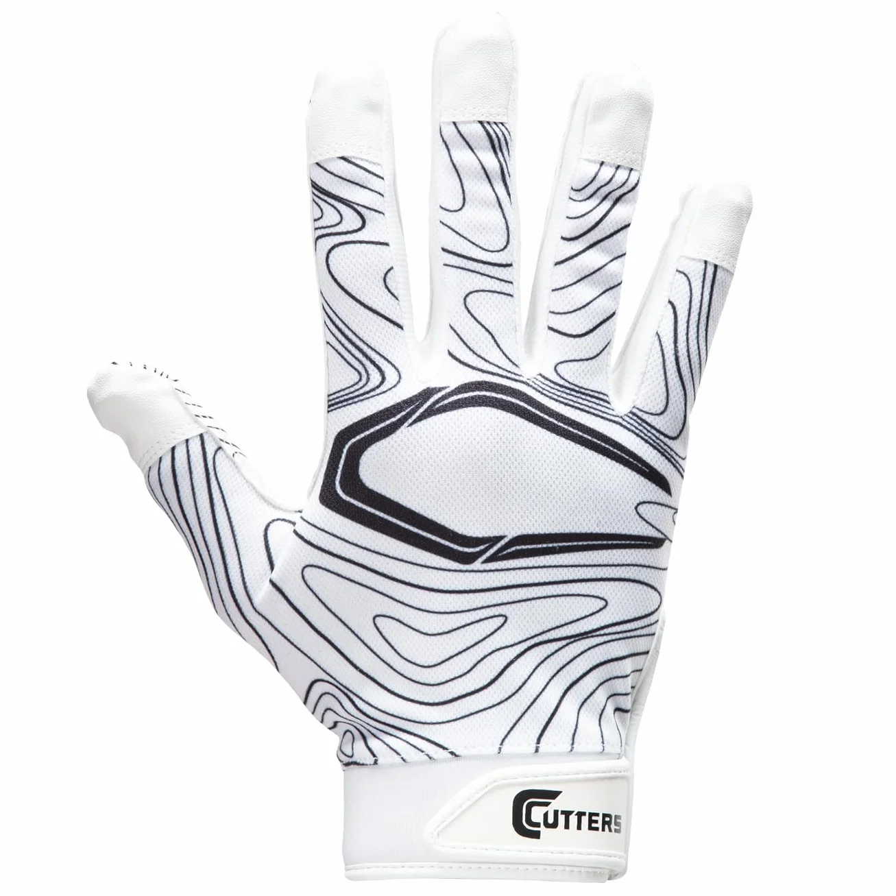 Gants de Receveur de Football Cutters Game Day, Design topo Blanc, Adhérence Supérieure