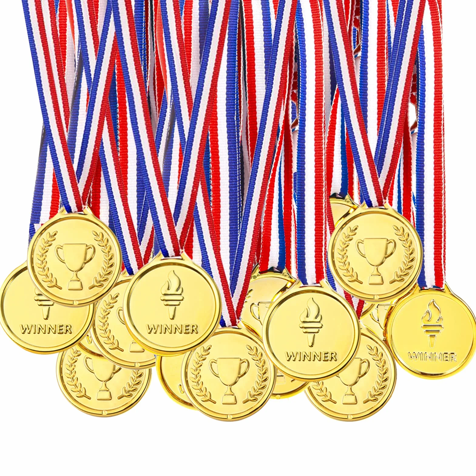Pllieay 48 Pièces Médailles Enfants Or Plastique Compétition Sport Récompenses