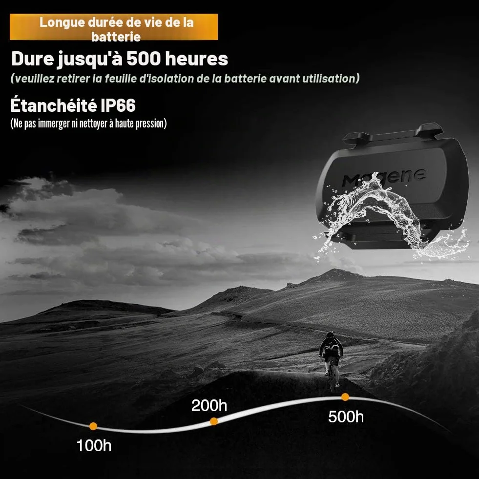 Magene S3+ Capteur de Vitesse et de Cadence de Vélo, ANT+ et Bluetooth 4.0 Sans Fil