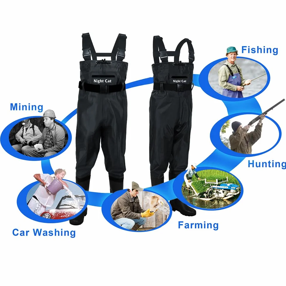 Night Cat Pêche Waders Cuissardes Imperméables Respirants pour Hommes Femmes avec Bottes