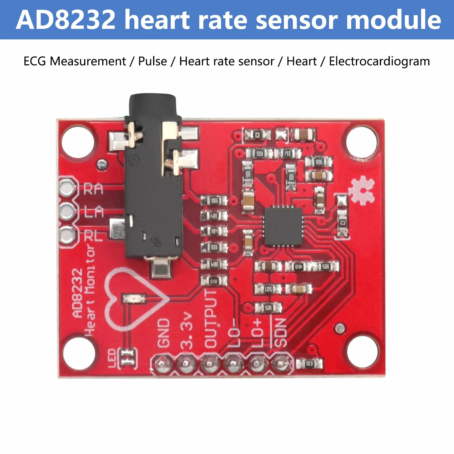 Module ECG AD8232 Capteur Fréquence Cardiaque pour Arduino avec Câble