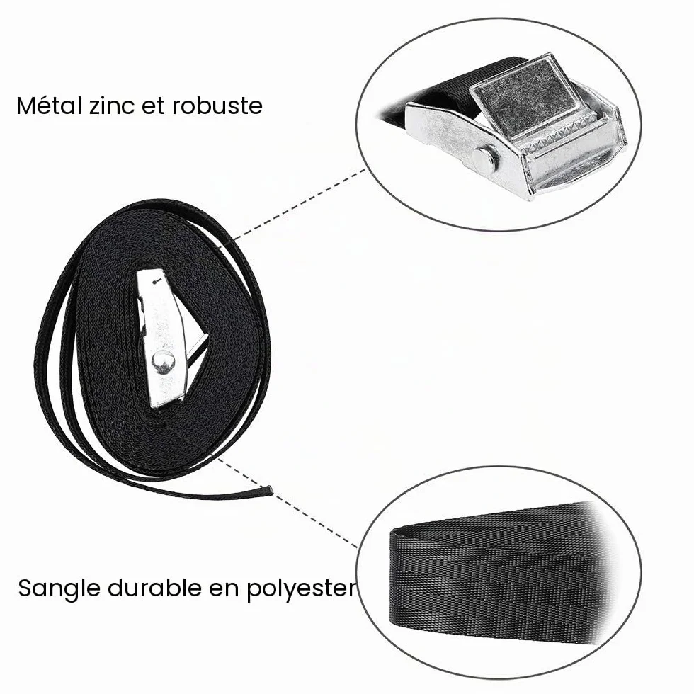 Piquets d'ancrage pour Trampoline Kit d'ancrage Au Sol Acier Galvanisé Inoxydables 4 Sangles Solides Noire