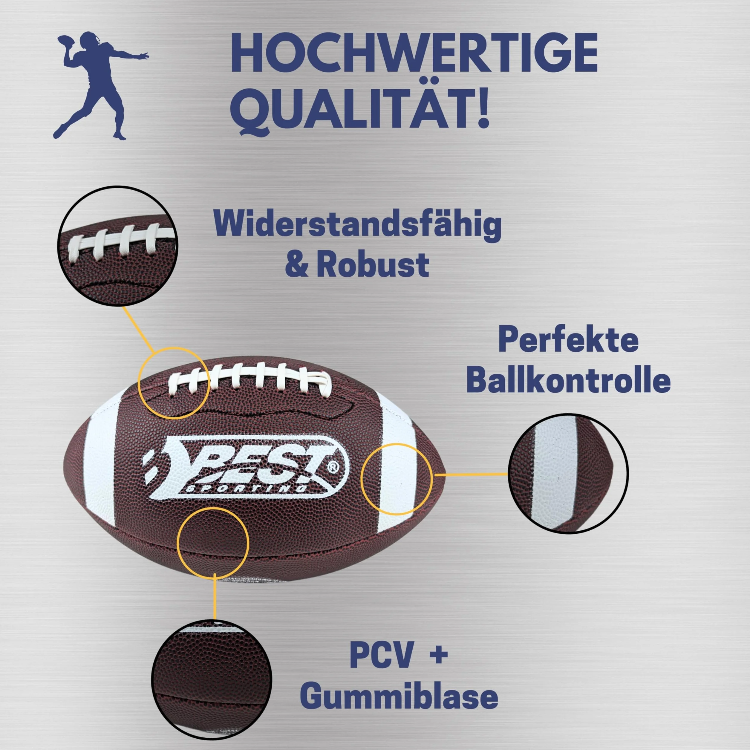 Best Sporting Ballon de football américain Taille 9 – Ballon robuste pour adultes et adolescents à partir de 14 ans