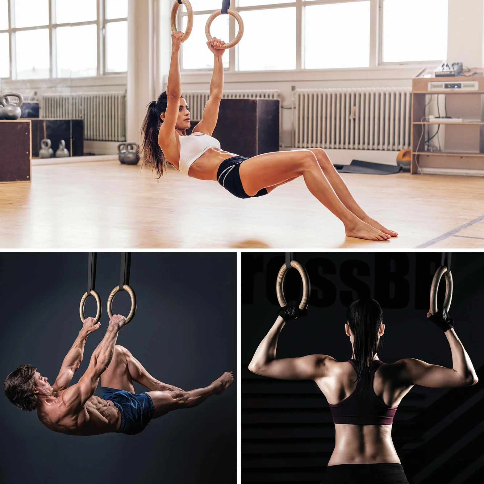 ALPIDEX Anneaux de Sport et de Gymnastique avec Fixation de Porte et Sangle