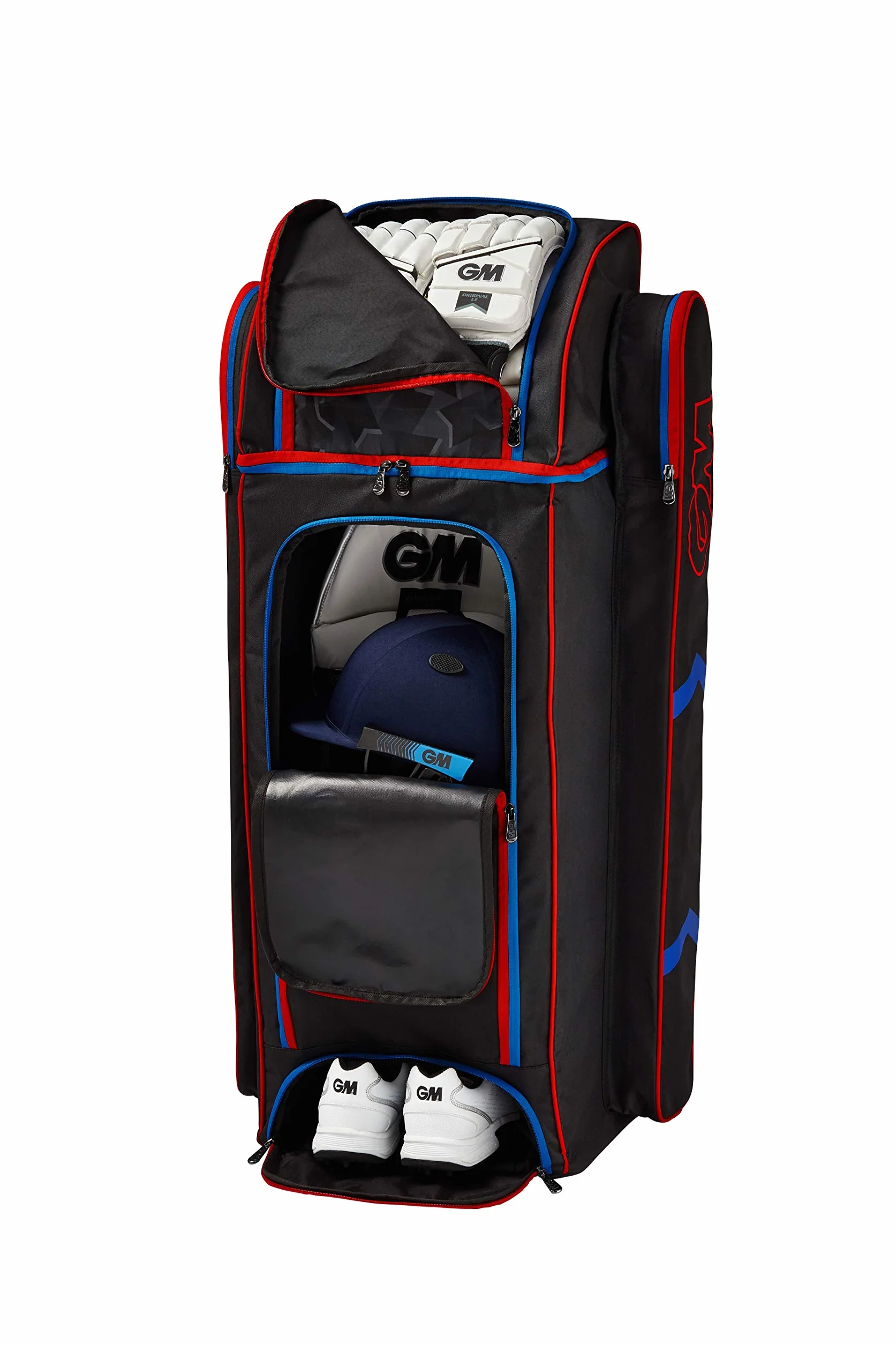 GM Cricket Sac de Cricket Unisexe Adulte Noir Rouge Bleu Taille Standard