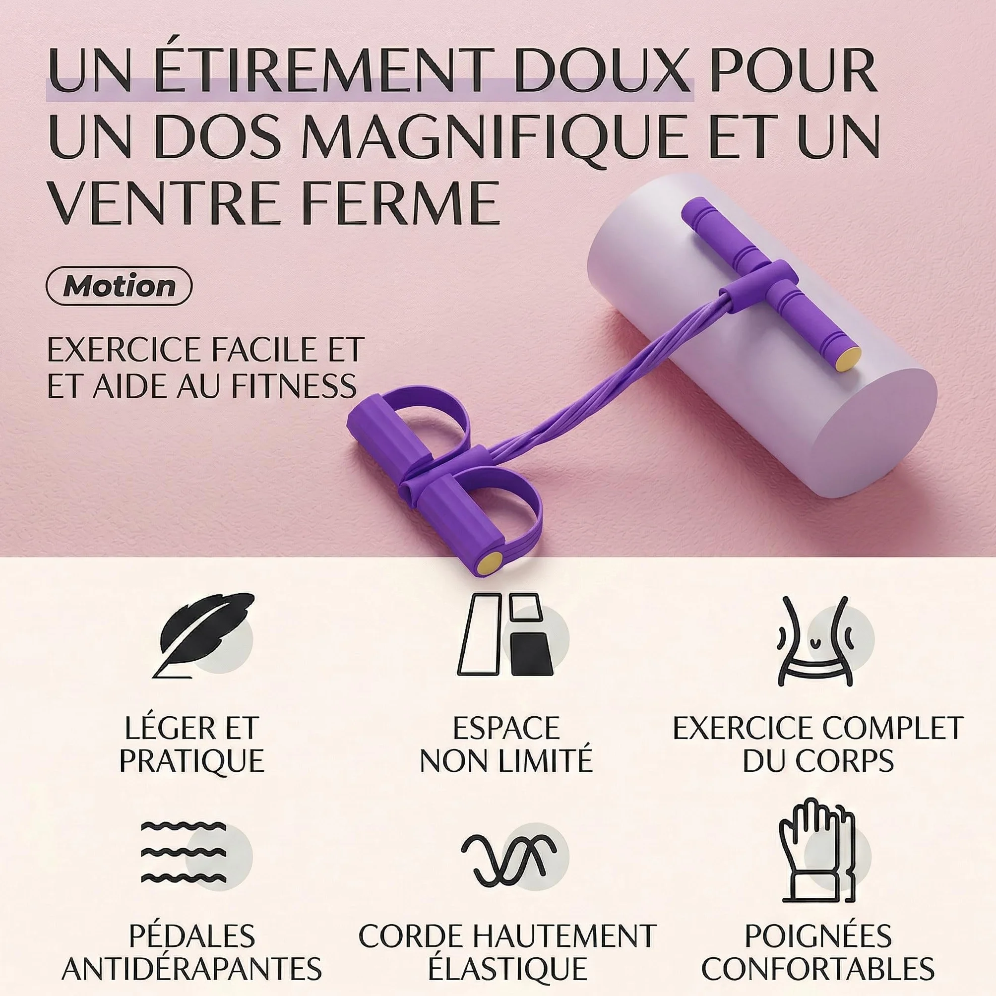 Bande de Résistance Musculation 6 Tubes avec Pédales et Poignées pour Abdominaux, Yoga, Fitness