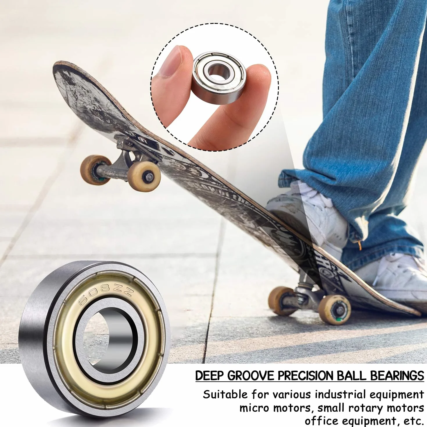 Roulements 608 ZZ 8x22x7 mm Acier Carbone Double Blindage pour Skateboard Longboard