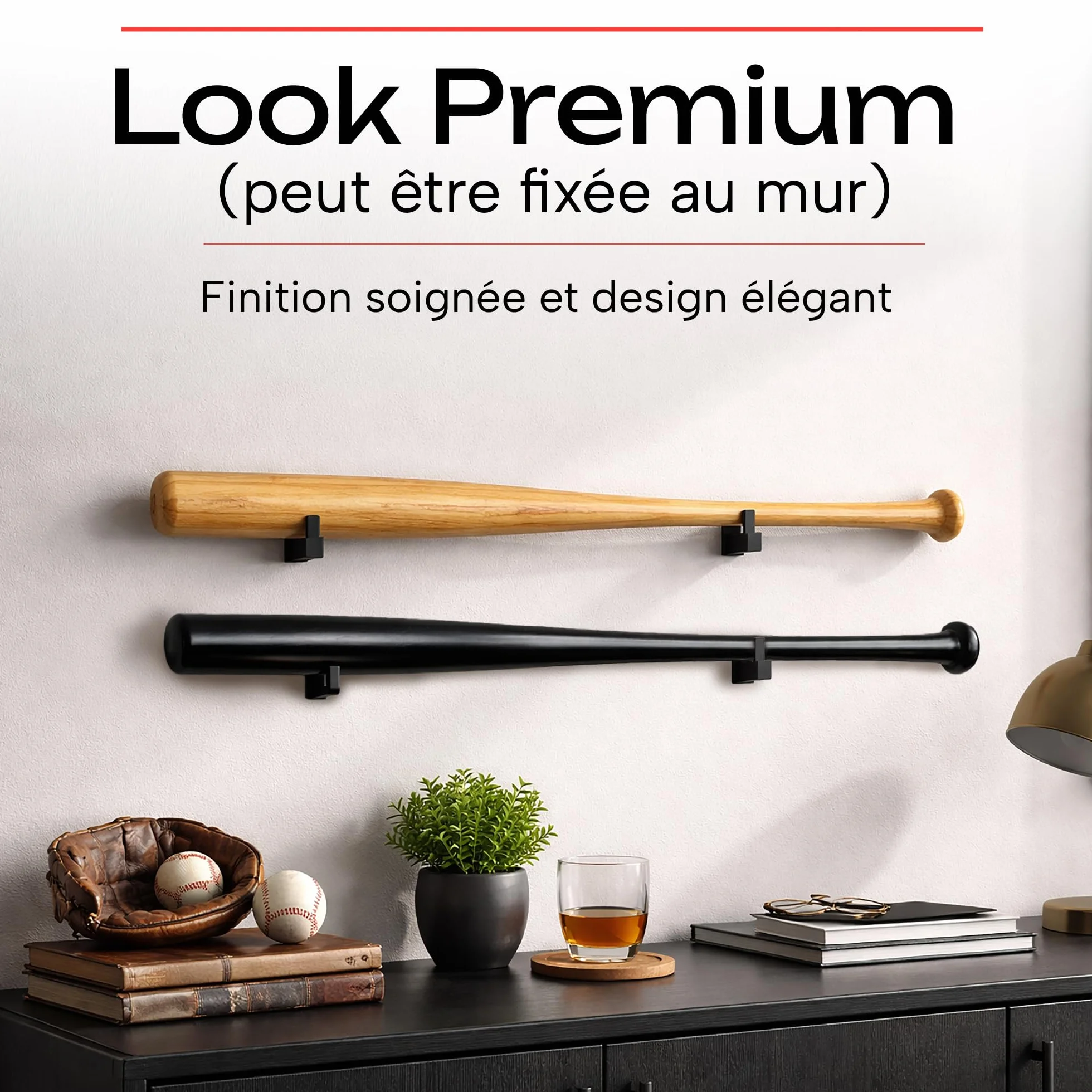 Batte de Baseball Bois Massif écologique 30 Pouces 76cm Noir Bois Naturel