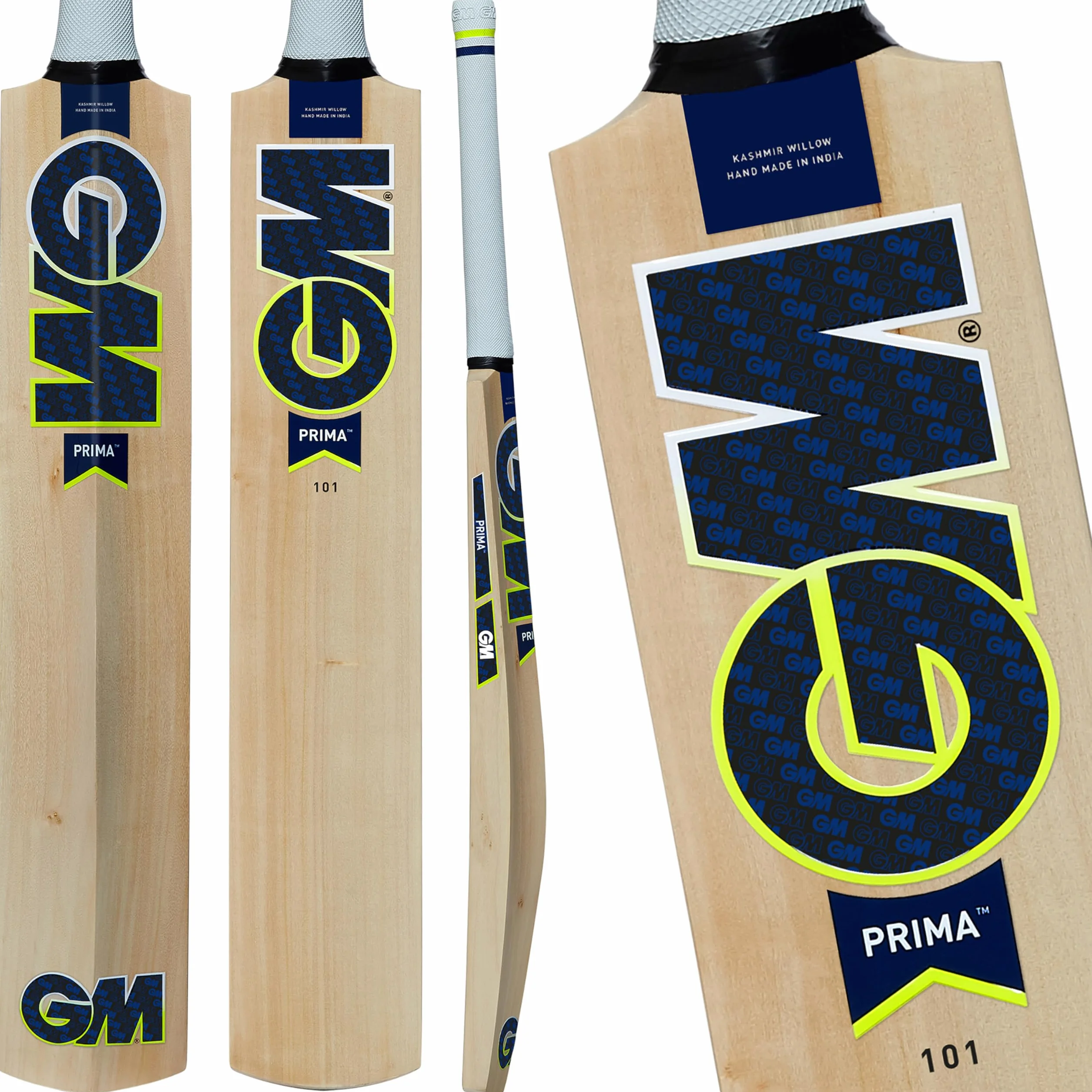Gunn & Moore Batte de Cricket GM – Saule Cachemire – Poignée hexagonale – Tailles Enfants et Adultes