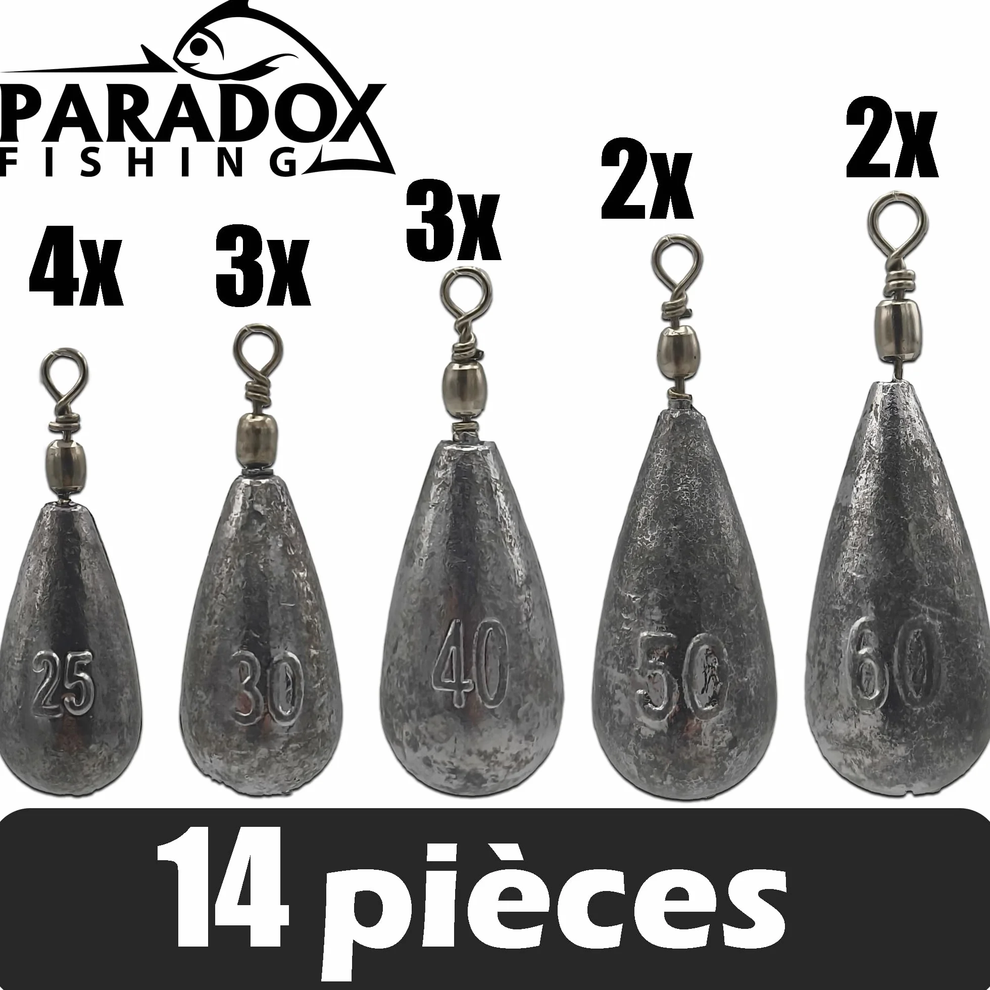 Plomb Peche Carpe 5g-150g Sinkers Lot 13 Pcs