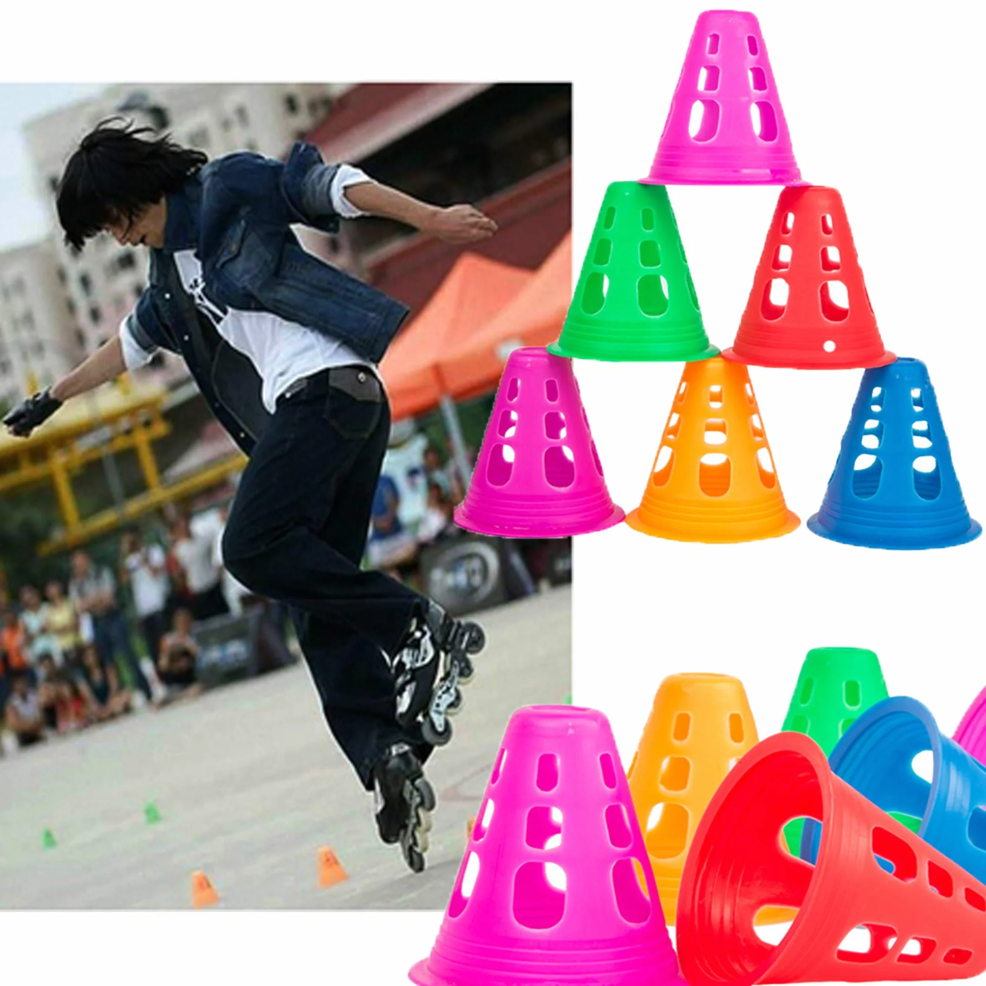 Cônes De Slalom 50 Pack Cônes de Circulation Signalisation Multicolores pour Football Sport d’Agilité