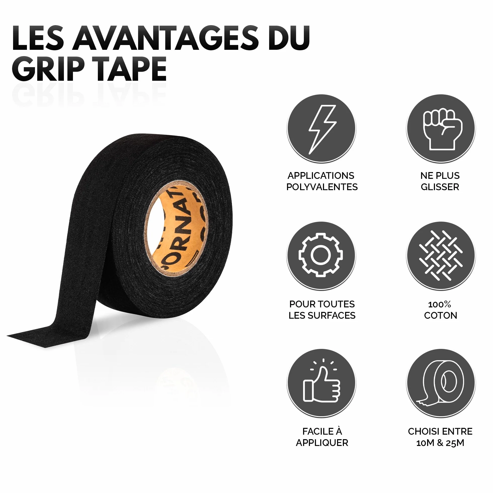 GORNATION Grip Tape Ruban Adhésif Anti-Dérapant pour Haltère Barre de Traction Calisthenics