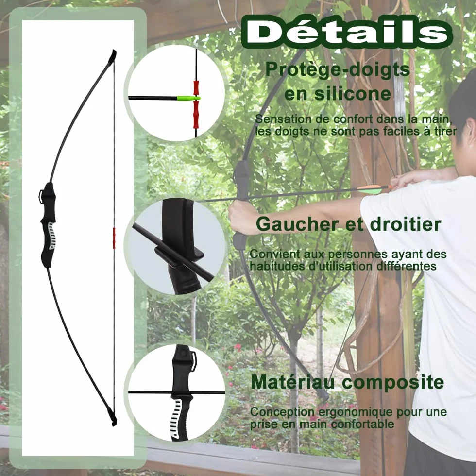 Arc et flèche pour Adolescents Ensemble de tir à l'arc 15lbs/13lbs Entraînement Cour Extérieur