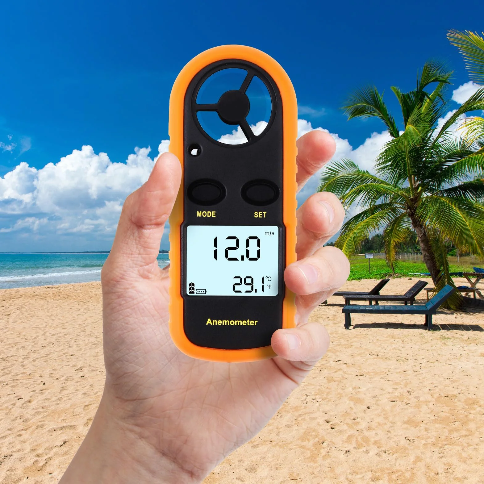 Anémomètre Portable Numérique Haute Précision avec Écran LCD pour Météorologie, Pêche, Cerf-volant