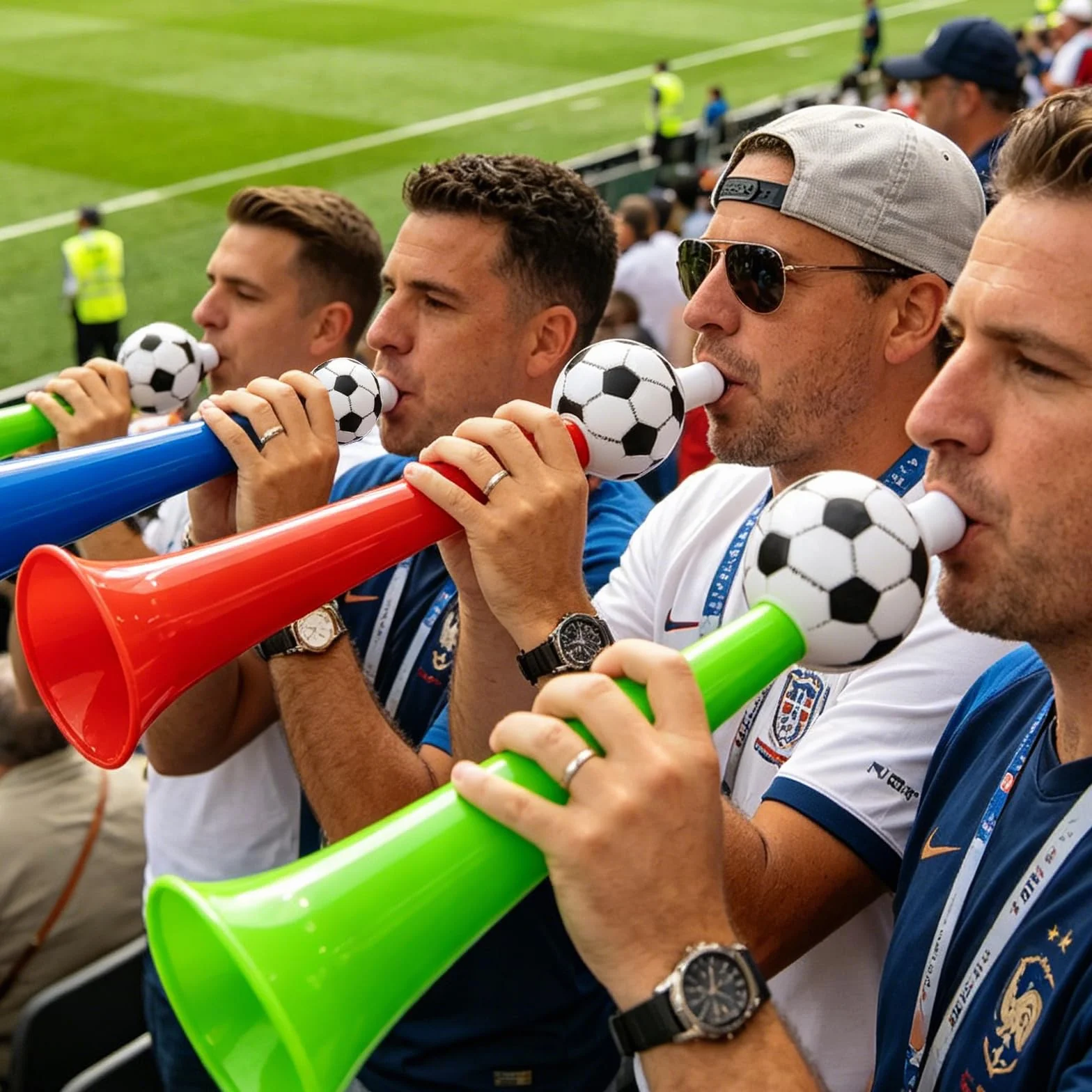 Lot de 3 Vuvuzela Football Tröte avec 6 Claque à Main pour Événements Sportifs