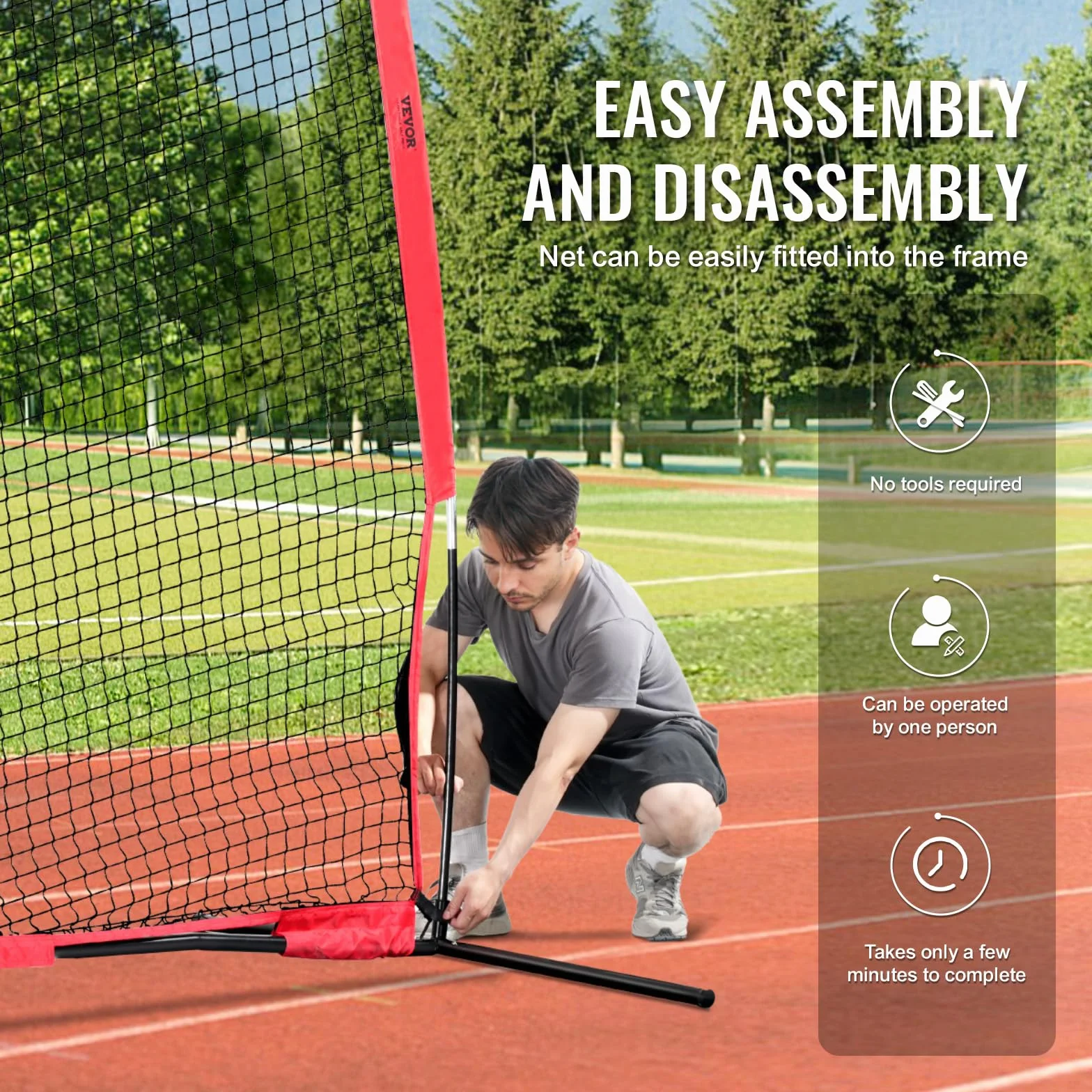 VEVOR Barricade Backstop Filet de Protection Portable avec Sac de Transport, écran de Protection pour Baseball, Softball, Lacrosse, Football, Hockey, pour arrière-Cour