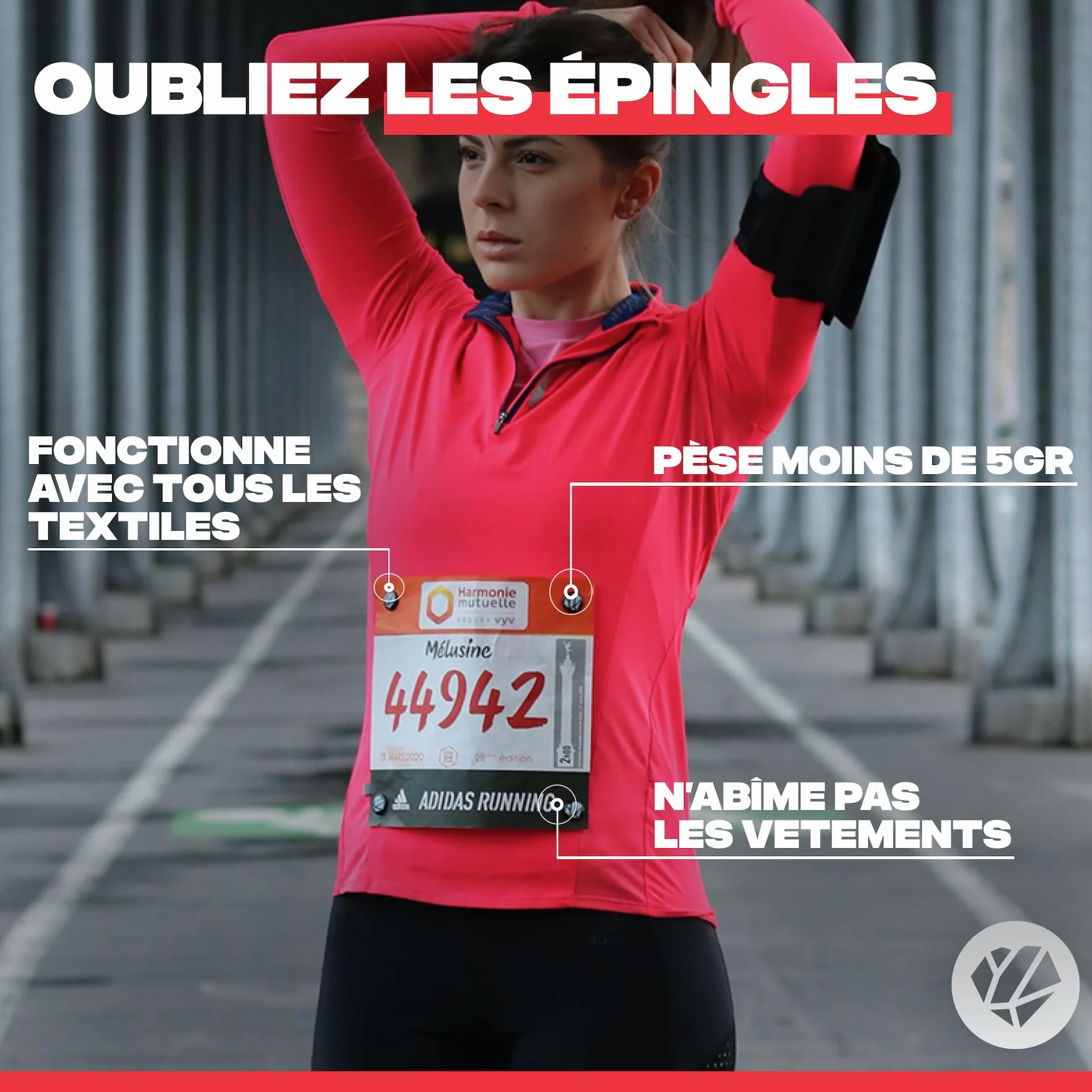 Shapeheart Porte Dossard Magnétique 4 Paires d'Aimants Running Trail Triathlon Équitation Universel Tout Tissu