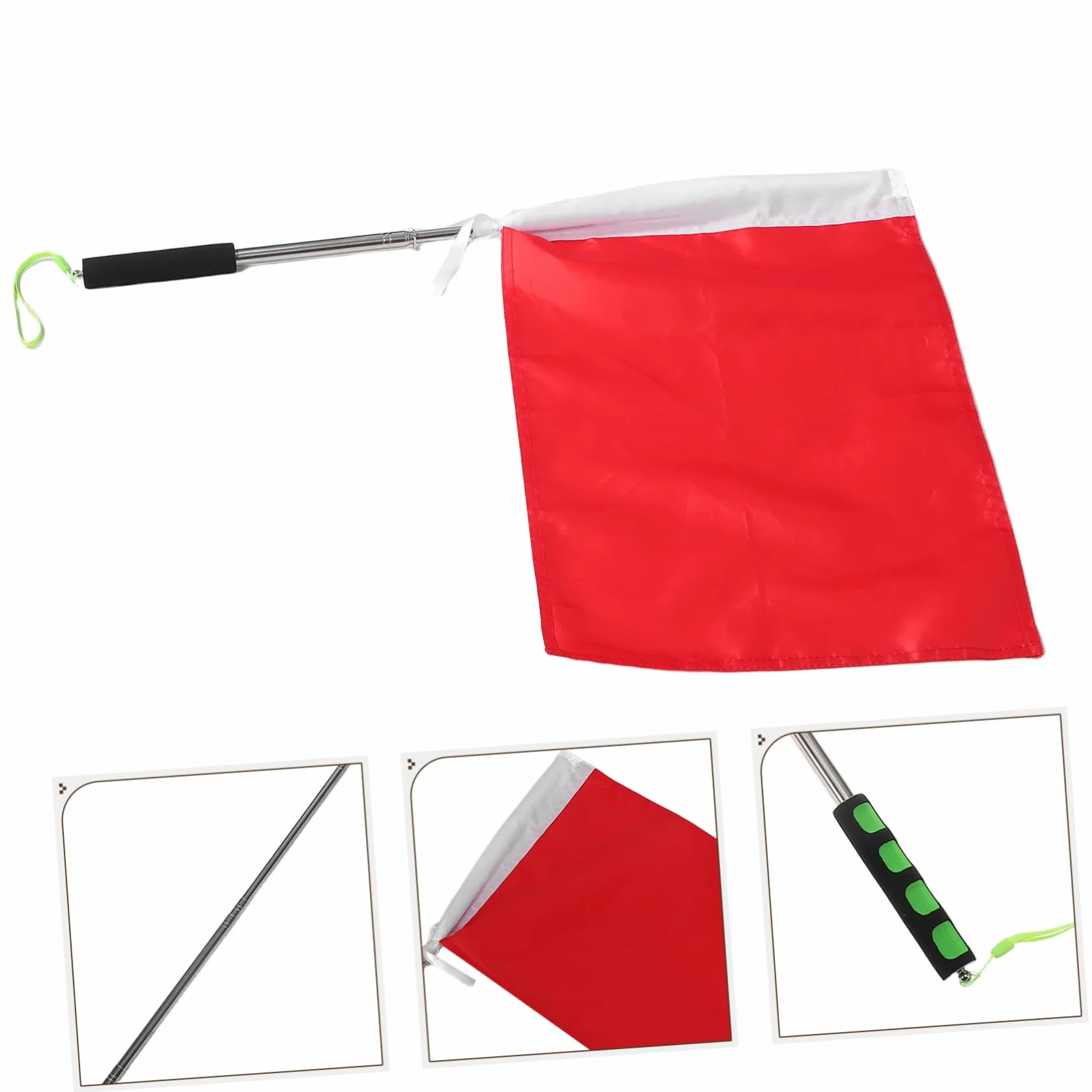 GARVALON Drapeau à Main Rouge Léger Polyester Télescopique Guide Touristique