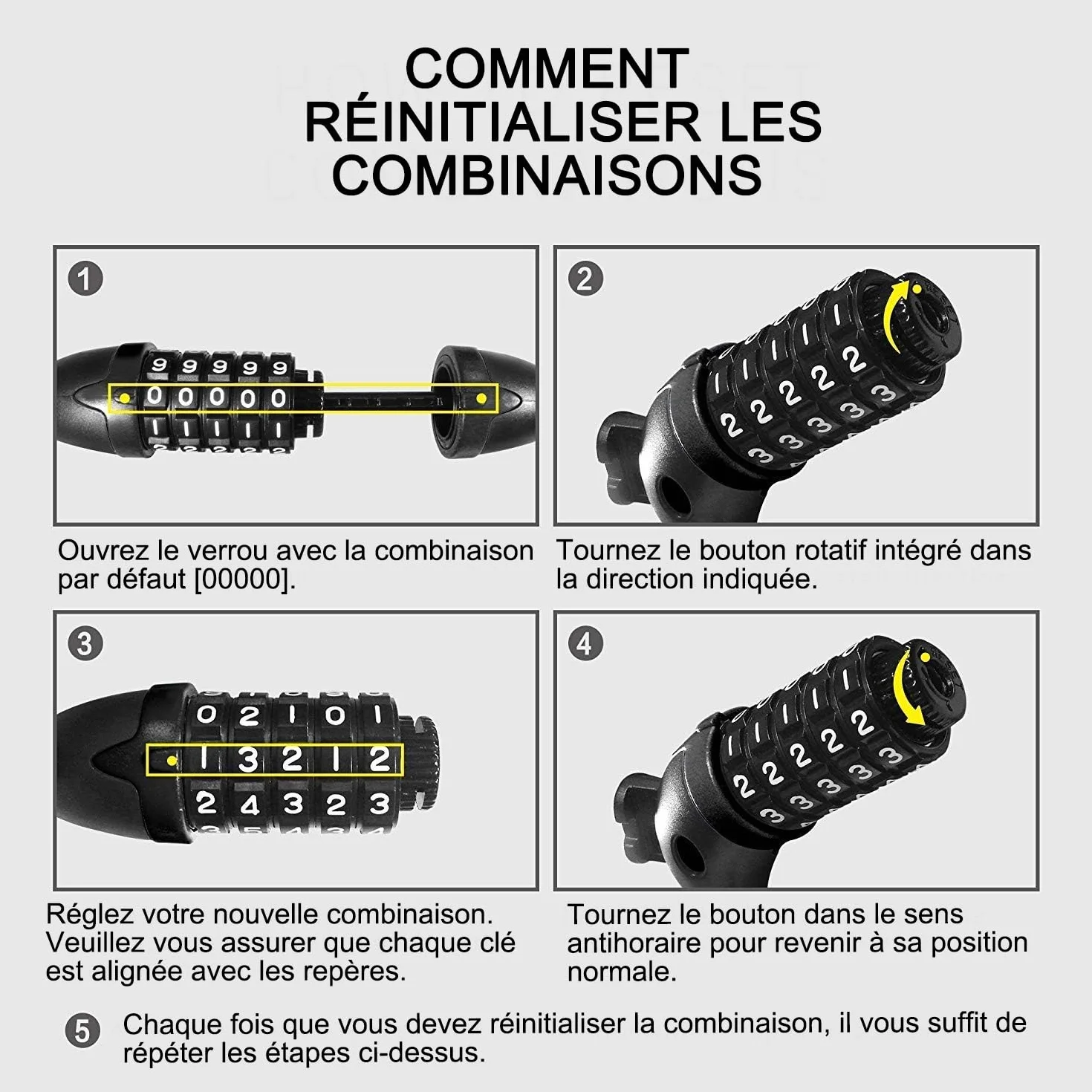 Antivol Velo REHKITTZ 120 cm 12 mm Code Numerique 5 Chiffres Support Vélo