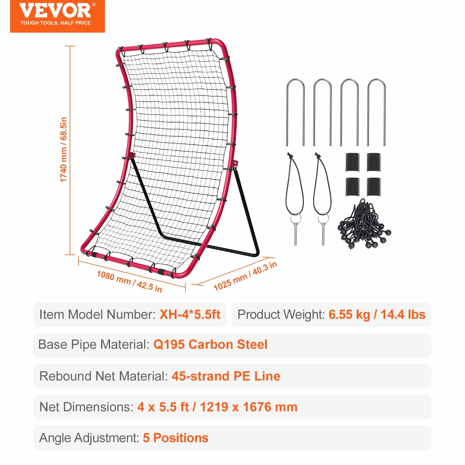 VEVOR Filet de Rebond Baseball Softball 914 x 1372 mm 3 Voies Entraîneur Lanceur Pratique Terrain Lancer