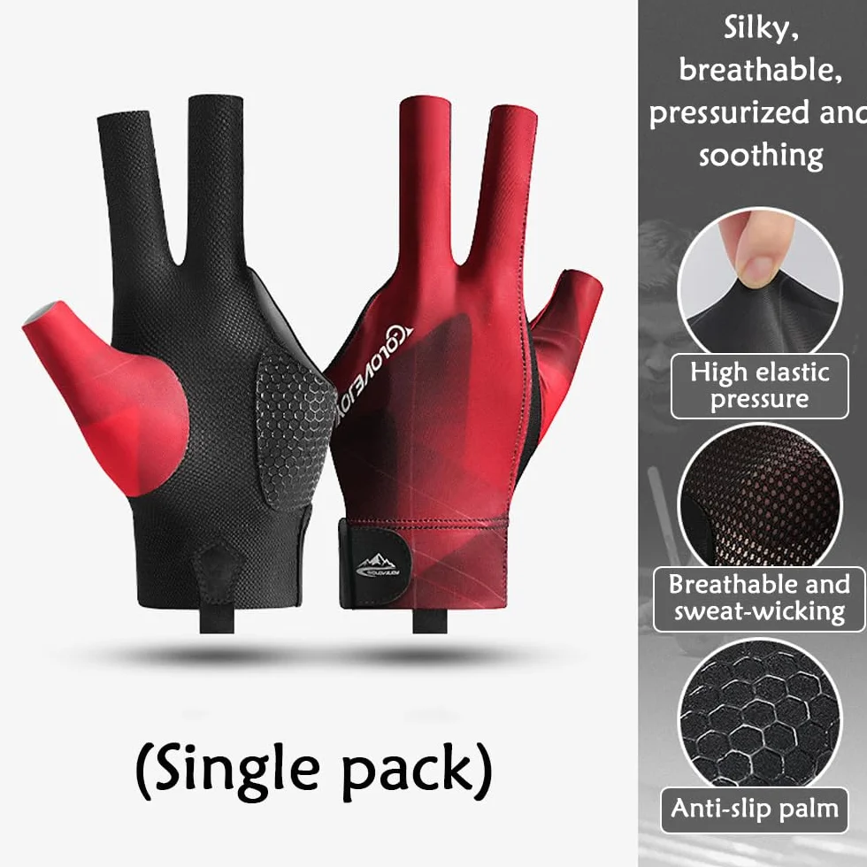 Gants de Billard 3 Doigts Snooker pour Main Gauche Professionnel Accessoires Homme Femme