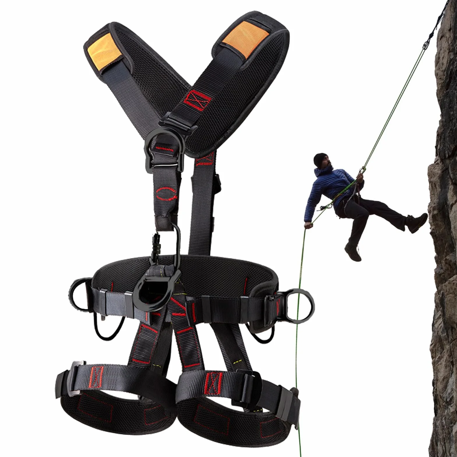 Kit Antichute Travaux En Hauteur Harnais Escalade Adulte Baudrier Protection Contre Les Chutes 60-90KG