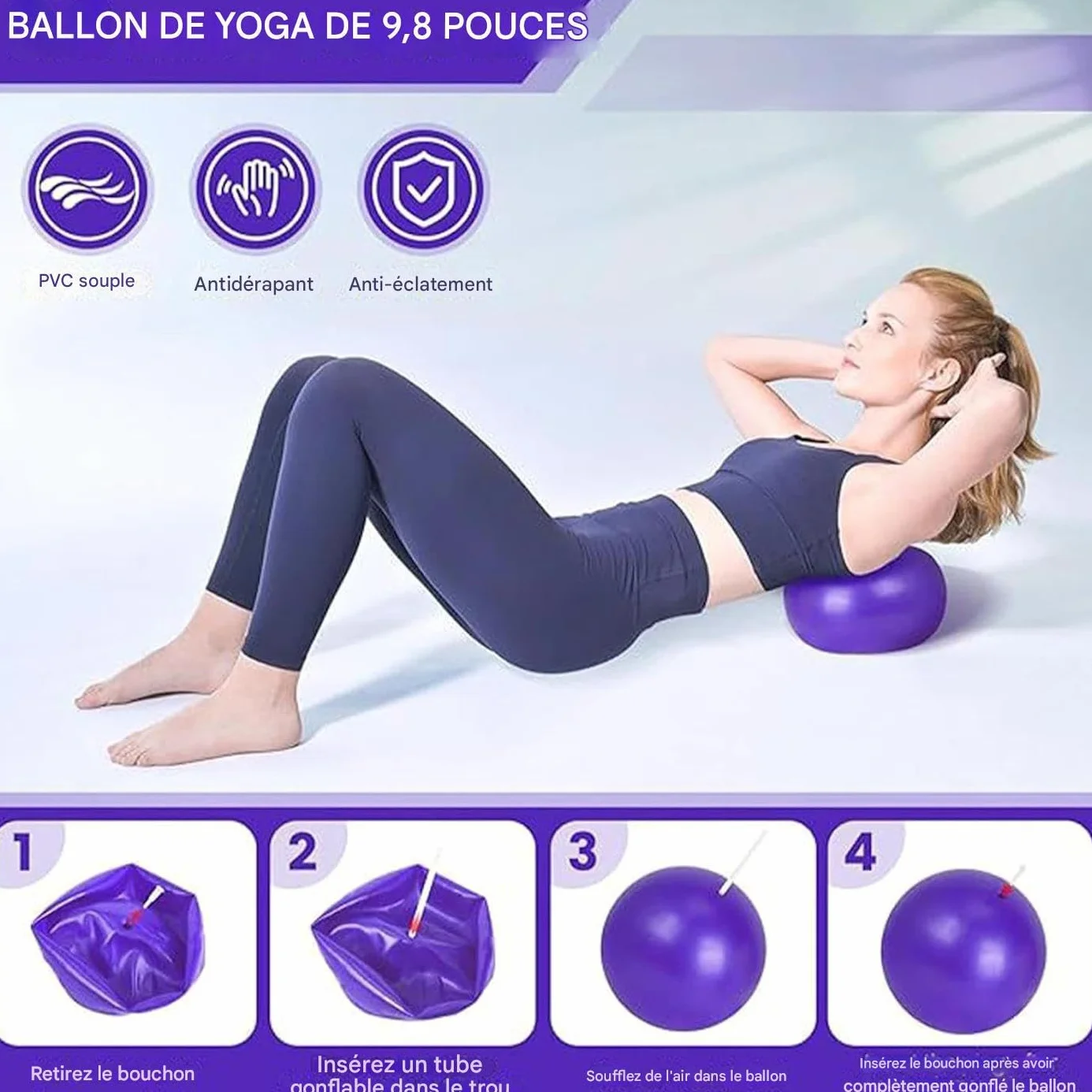 Kit Pilates Maison, Ensemble Yoga Pilate Femme, Accessoires Gymnase Domicile Stabilité Flexibilité Force