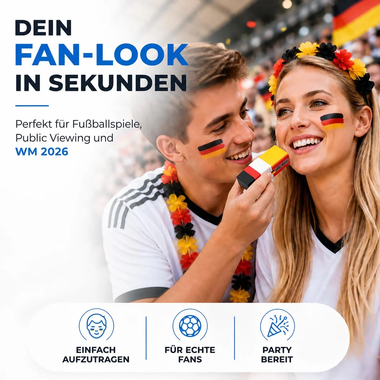Lot de stylos de maquillage TK Gruppe Timo Klingler Allemagne rouge noir jaune Coupe du monde 2026