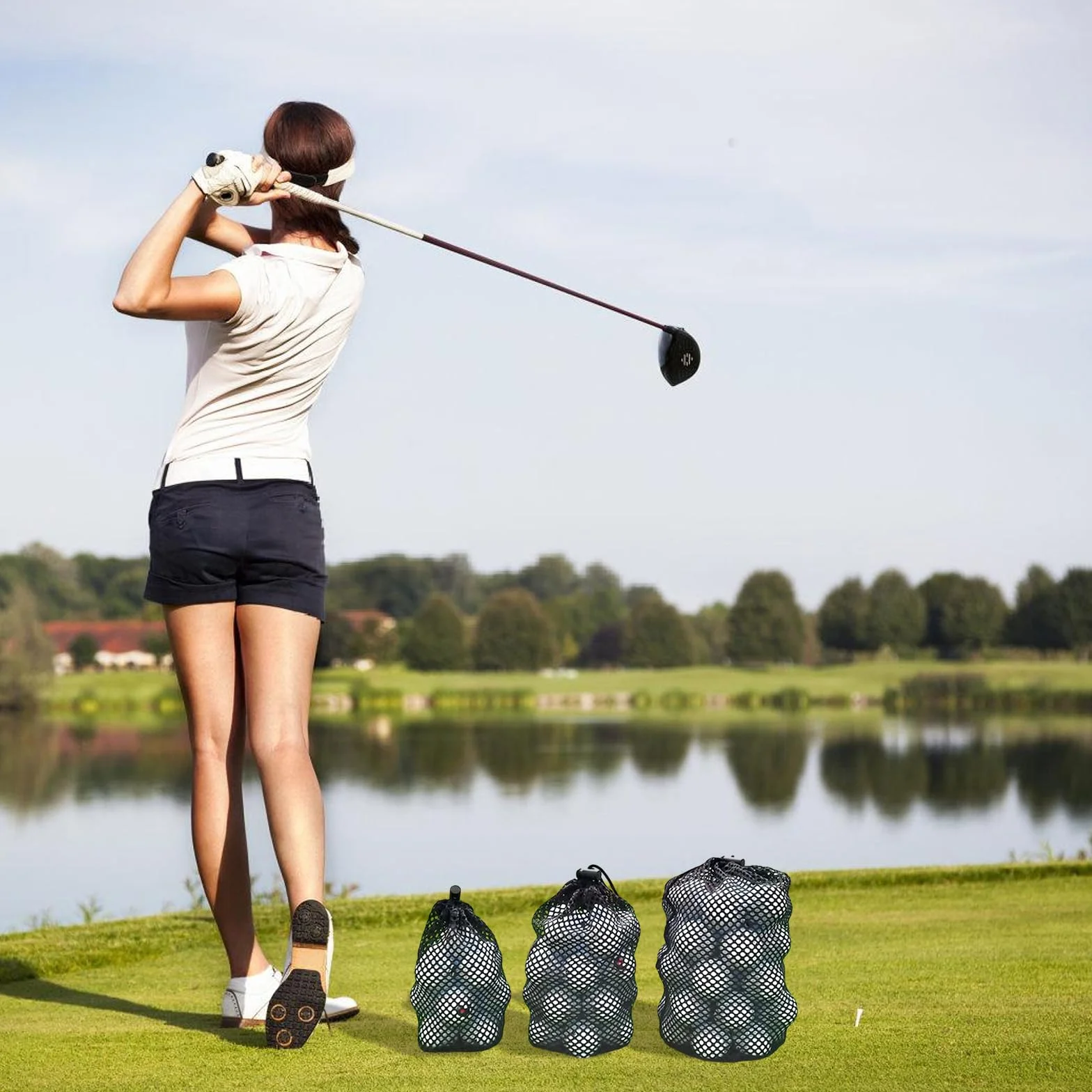 Sac de rangement en maille filet pour balles de golf