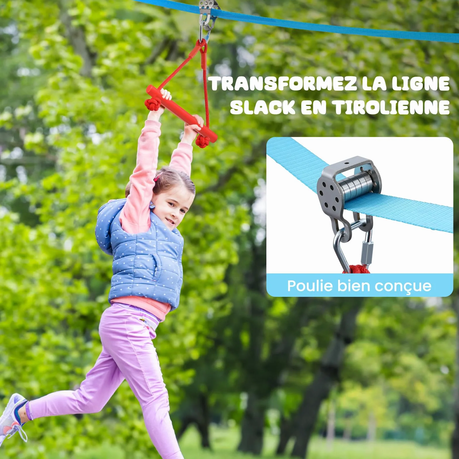 Hapfan Parcours Ninja d'obstacles 15m×2 Slackline avec 8 Obstacles à Suspendre Mixte Kit Plein air