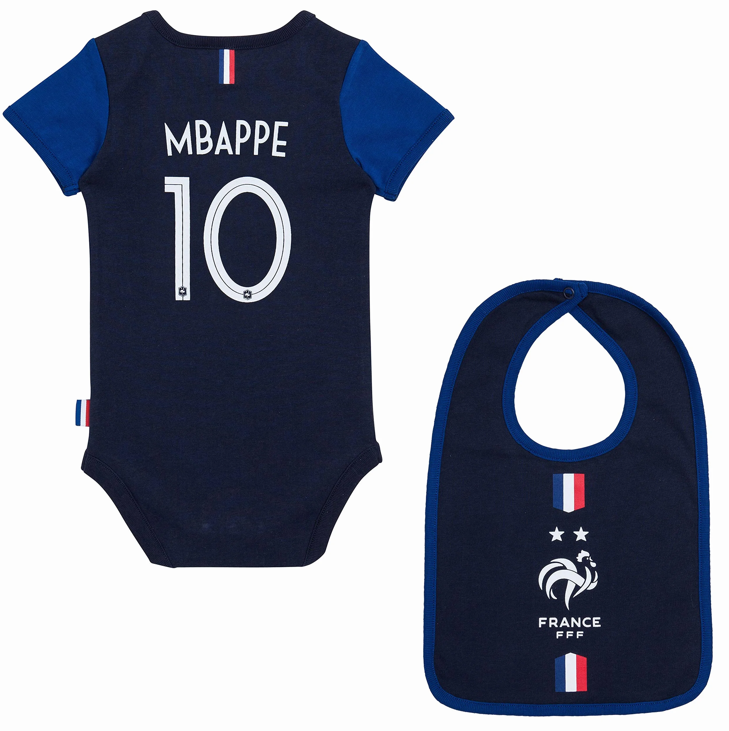 Equipe de France de Football Body + Bavoir FFF bébé Kylian MBAPPE Collection Officielle