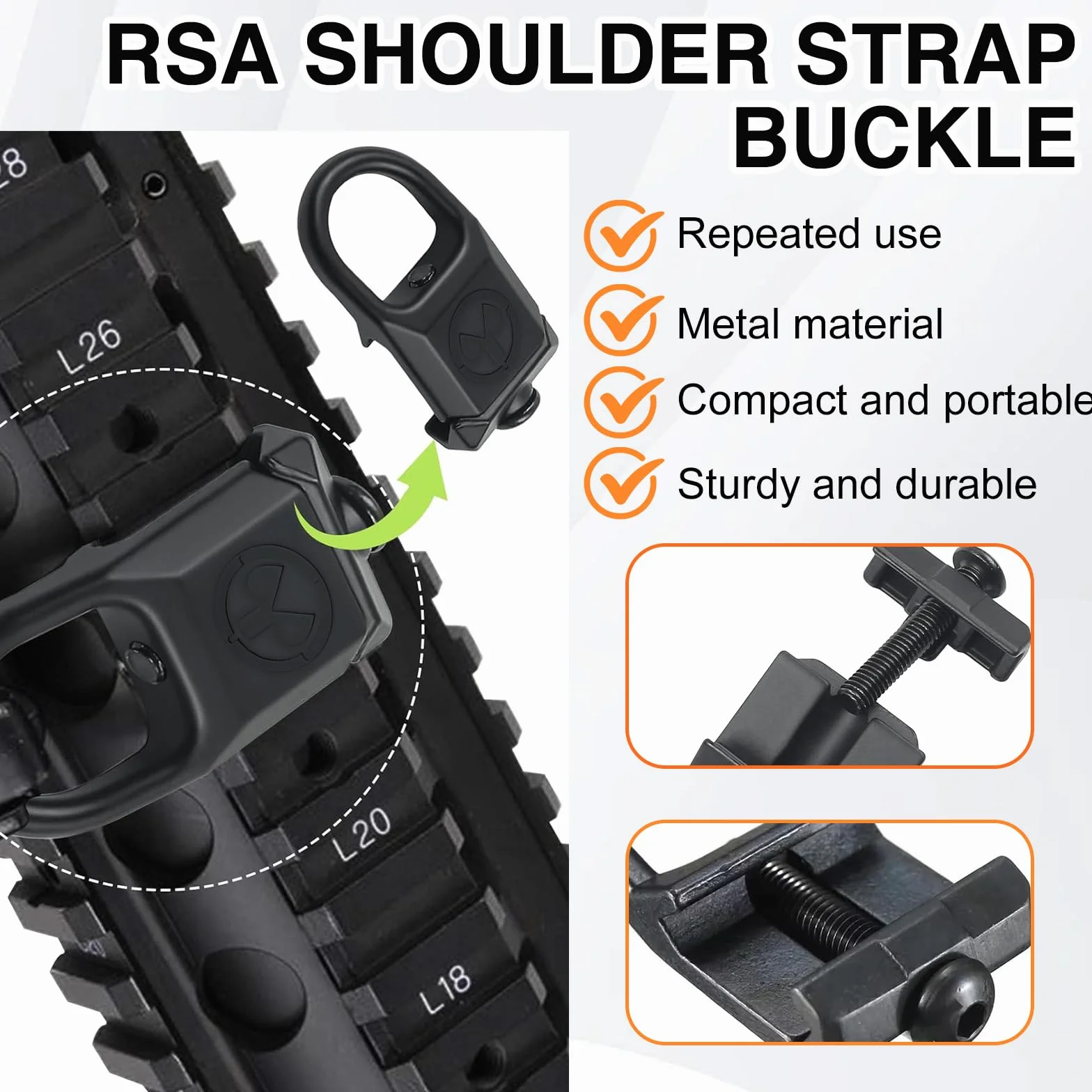 Picatinny Adaptateur de Sangle de Rail 20 mm, Montage Rapide pour Sling