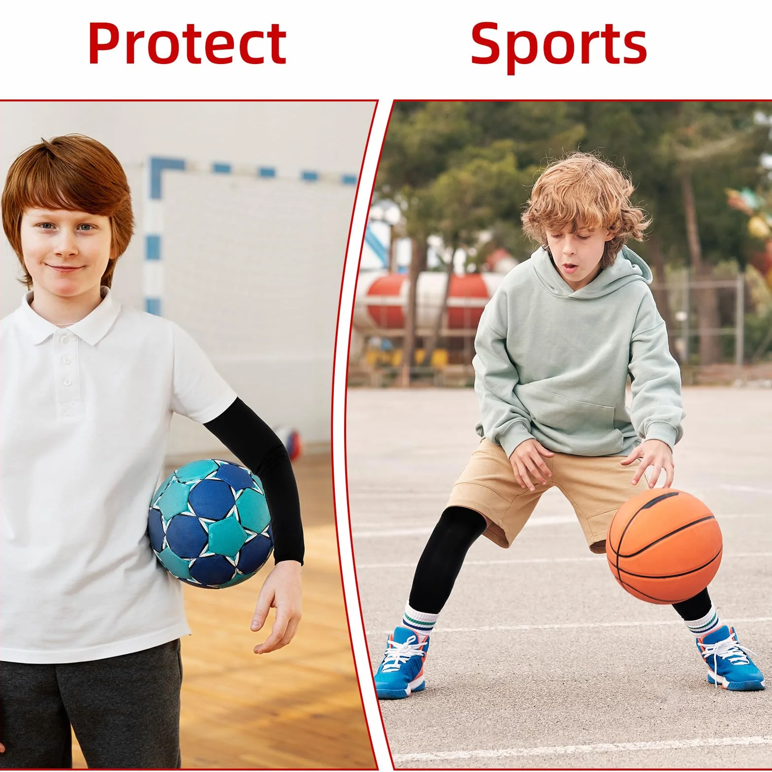 Ensemble de manchettes et manchons de sport anti-UV longue manche compression jambes unisexe volley-ball basket-ball