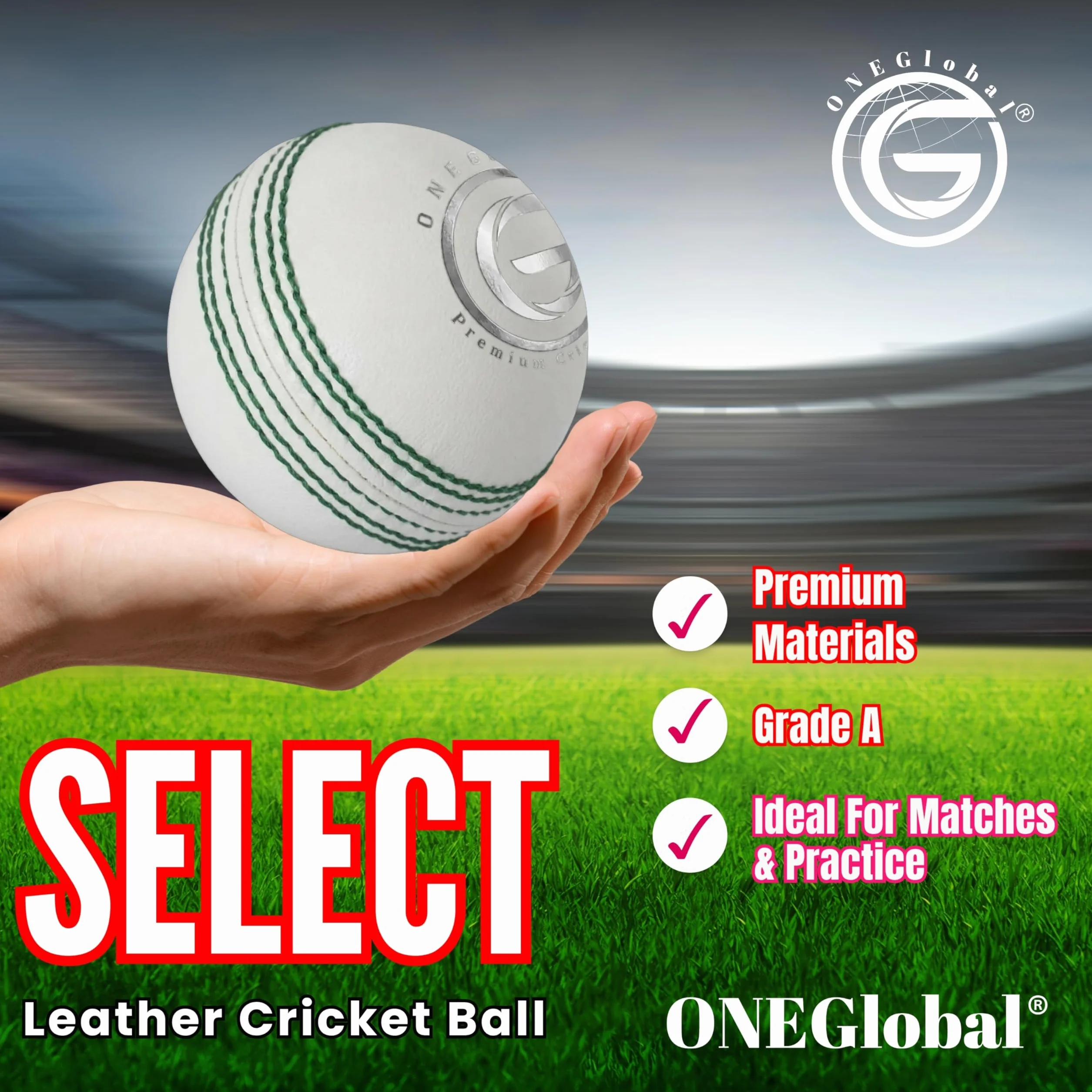 Balle de cricket en cuir 156 g 5,5 oz 4 pièces fabriquée à la main T20 entraînement