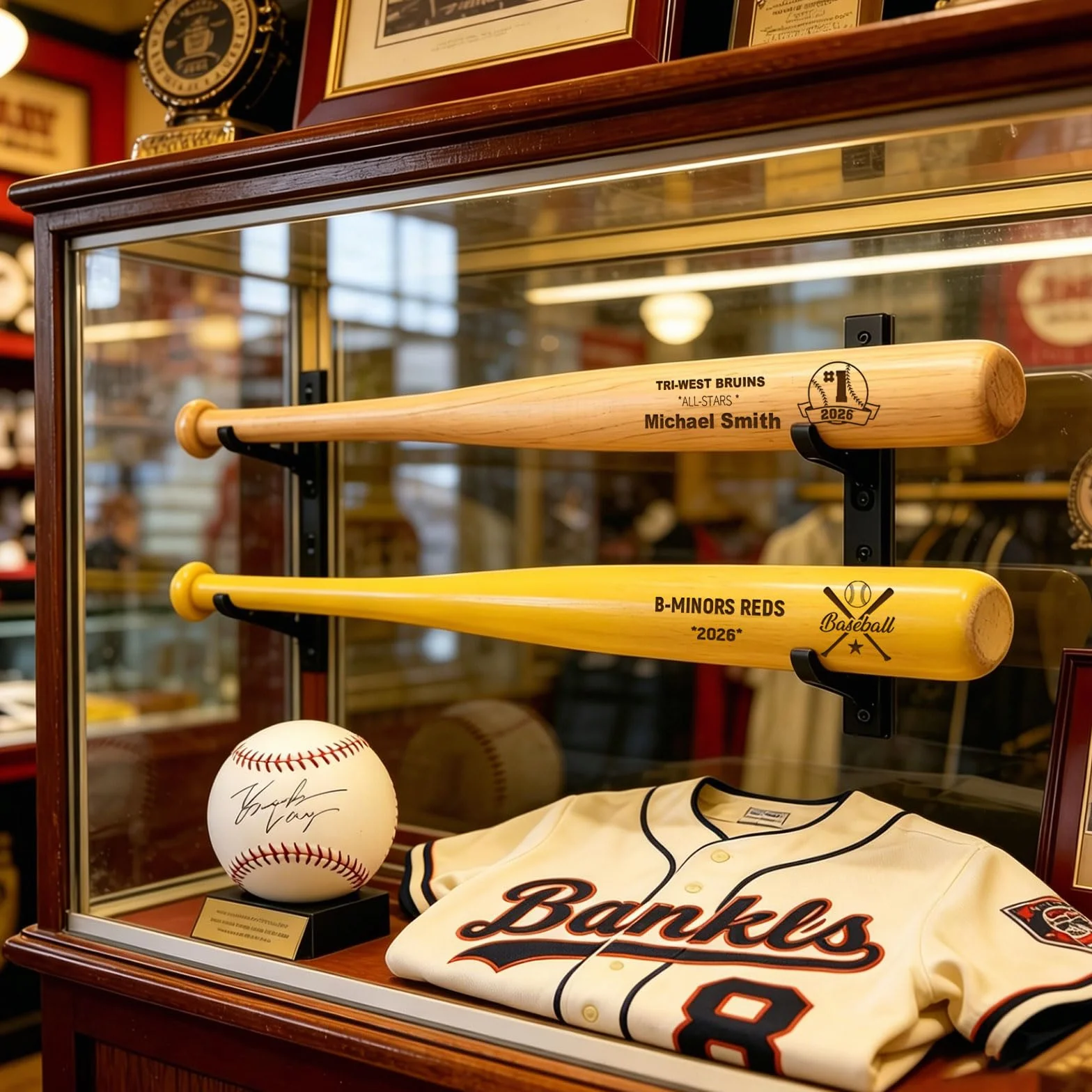 Mini Batte de Baseball Personnalisée 18 Pouces – Gravure Nom, Numéro & Logo, Petit Batte en Bois Cadeau Little League