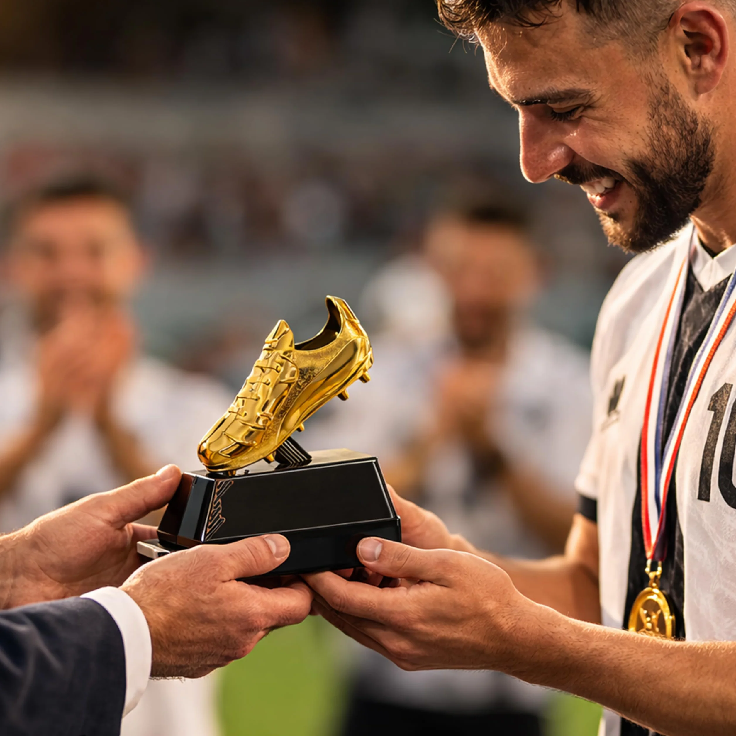 Larius Trophée de football dorée 13,5 cm 212 g avec gravure en option Coupe gagnante pour tournois MVP Goalkeeper King S2