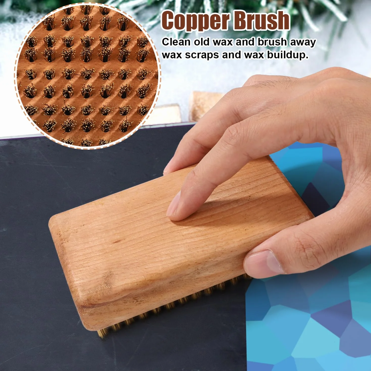 Kit de Brosses à Cire pour Snowboard 12x7x3,5cm Brosse Nylon Laiton CRIN de Cheval